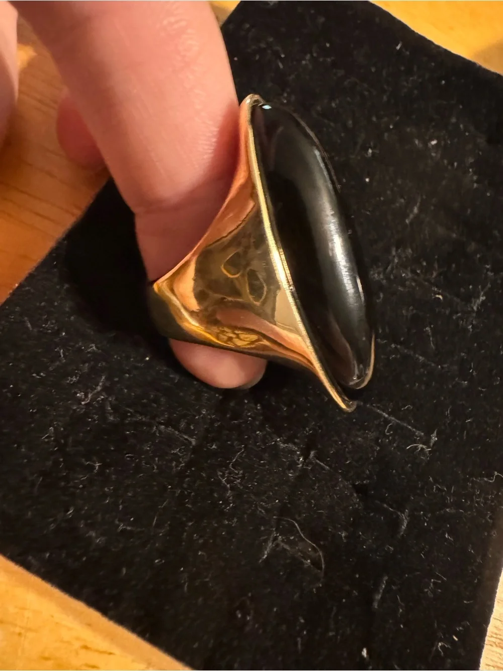 Chunky Acrylic Dome Gold Tone Metal Ring